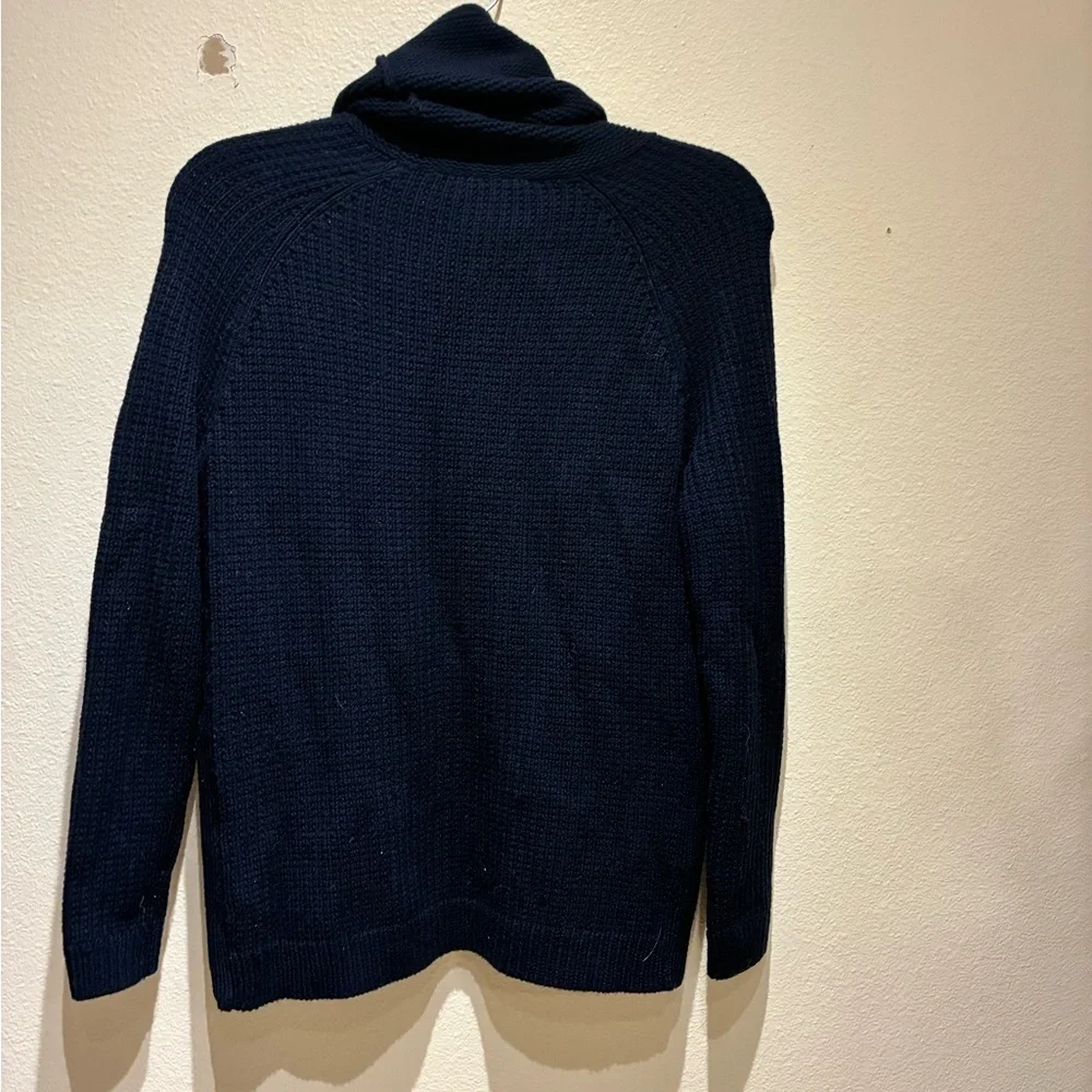 Athleta Women’s Borealis Cowl Neck Sweater in navy blue size S Heavyweight